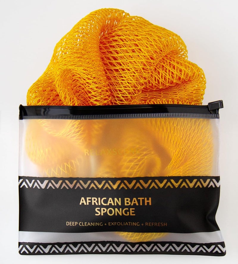 RelaxScene African Net Sponge Authentic - Exfoliating Back Scrub Bath Sponge with Knots - Afro Scrub Body Scrubber Exfoliator Washcloth - African Body Care Daily Use Shower Essentials - Image 1